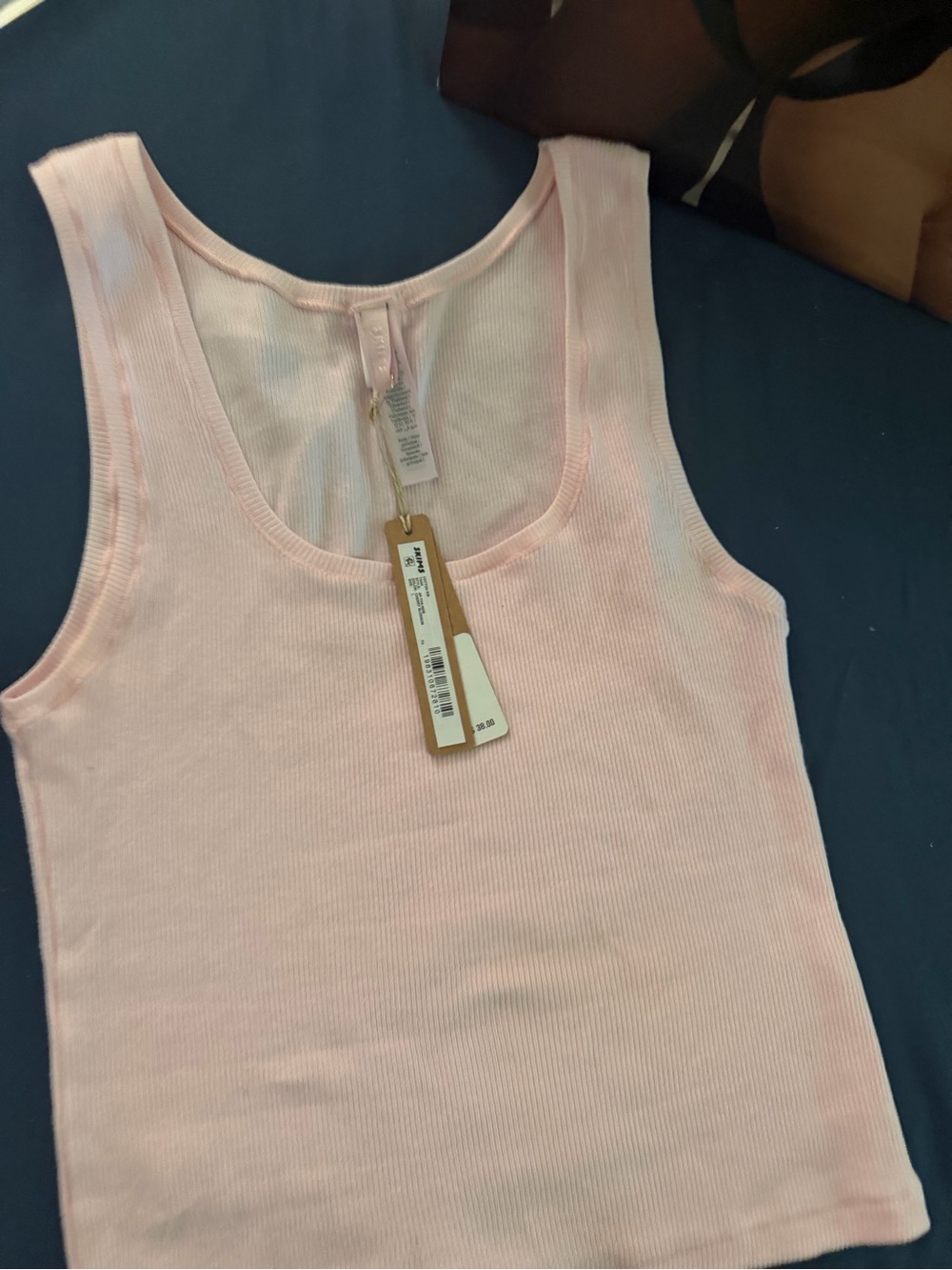 skims pink cotton rib vest Size L